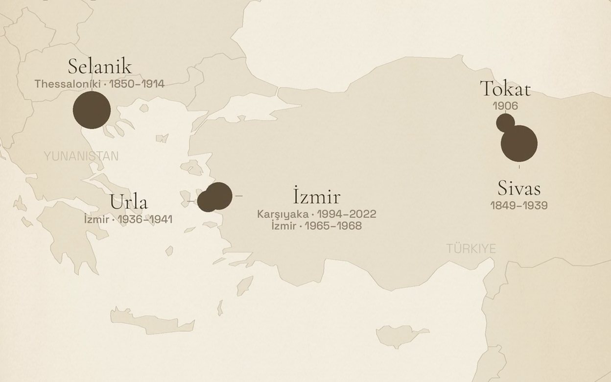 Örnek ailenin doğduğu yerler haritası